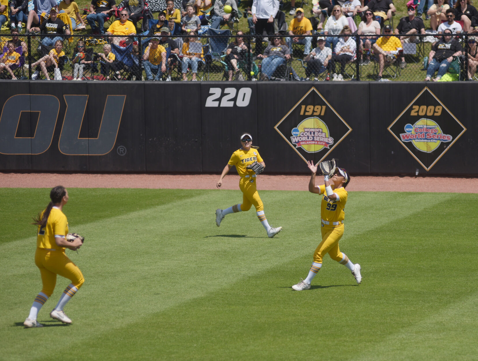Abby George runs to catch the ball